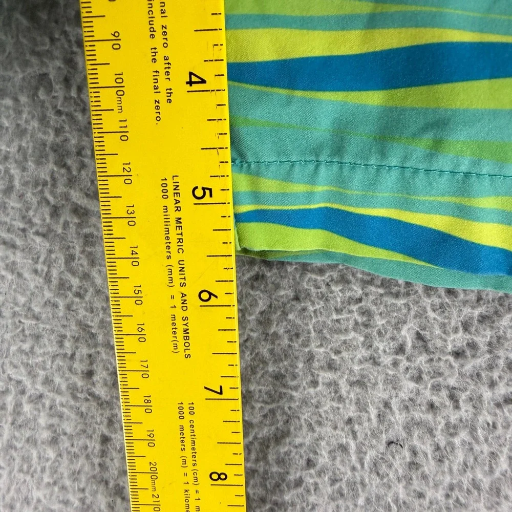 Psycho Bunny Swim Trunks Mens Medium Green Wavy Stripe Drawstring Shorts‎